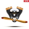 Aircraft engine with propeller. Vector