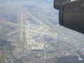 Aircraft Engines of an Avro RJ100 over Zurich Airport Royalty Free Stock Photo