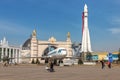 Aircraft equipment on the square in front of the Cosmos pavilion at VDNH