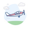 Aircraft Flat Outline Vector Illustration. Airplane Flying Icon.