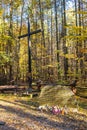 Aircraft flight 5055 crash memorial at the site of actual airplane crash of May 9, 1987 in Las Kabacki Forest in Mazovia region