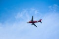 aircraft fling in the blue sky