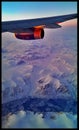 Aircraft flying over Alaska in winter