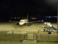 Aircraft at Gibraltar airport at night