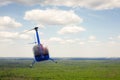 Aircraft - Helicopter flight against the background of the cloud Royalty Free Stock Photo
