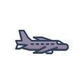 Color illustration icon for Aircraft, aeroplane and airline