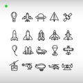 Aircraft icon set in outline style Royalty Free Stock Photo