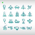 Aircraft icon set in two tone blue color style Royalty Free Stock Photo