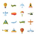 Aircraft icons set flat vector design illustration