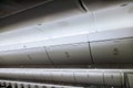 Aircraft interior luggage shelf in an airplane Royalty Free Stock Photo