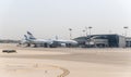 Aircraft of Israeli airline El Al are stand near the landing terminal of Ben Gurion International Airport, near Tel Aviv in Israel Royalty Free Stock Photo