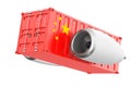 Aircraft Jet Engine with China Flag Shipping Container. 3d Rende Royalty Free Stock Photo