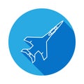 aircraft jet line icon with long shadow. Element of military illustration. Signs and symbols outline icon for websites, web design Royalty Free Stock Photo