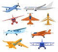 Aircraft jets. Flight vehicles, passenger jet airplane, private aircraft and cargo service plane. Commercial aviation