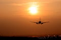 Aircraft landing at dusk