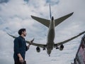 Aircraft landing at Songshan airport