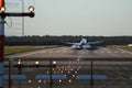 Plane landing on Dusseldorf Airport, Germany