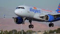 Aircraft lands on the runway of an airport - close up view - LAS VEGAS-NEVADA, OCTOBER 11, 2017 Royalty Free Stock Photo