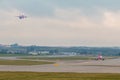 Aircraft line Wizzair taking off from the airport runway