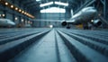 Aircraft maintenance hangar interior, showcasing advanced composite materials and airplane structure. Industrial environment with Royalty Free Stock Photo