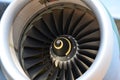 Aircraft turbine detail. Fan and cone system Royalty Free Stock Photo