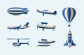 Aircraft - modern vector isolated set of objects