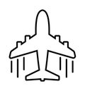 Aircraft outline icon vector isolated on white