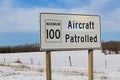 Aircraft Patrolled Sign with Maximum Speed Limit Royalty Free Stock Photo