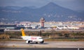 Aircraft Pegasus airline takeoff from Barcelona El Prat airport