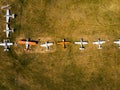 Aircraft for performing training flights at airport aerial top view