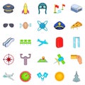 Aircraft pilots icons set, cartoon style