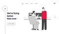 Aircraft Profession, Aviation Workers Characters Landing Page Template. Air Controller Pointing on Radar