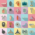 Aircraft repair icons set, flat style