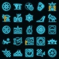 Aircraft repair icons set vector neon