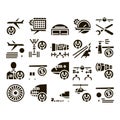 Aircraft Repair Tool Glyph Set Vector