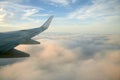 Aircraft right side wing, airplane flying