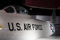 Aircraft is seen inside a hanger, with its nosecone open Royalty Free Stock Photo