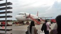 Aircraft seen from the perspective of a passenger boarding