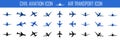 Aircraft simple icons vector set. Civil Aviation icons Royalty Free Stock Photo