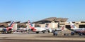 Aircraft sitting on the runway at Los Angeles International LAX Airport