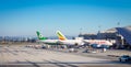 Aircraft sitting on the runway at Los Angeles International LAX Airport