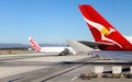 Aircraft sitting on the runway at Los Angeles International LAX Airport