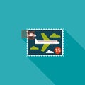 Aircraft stamp flat icon with long shadow Royalty Free Stock Photo