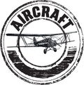 Aircraft rubber stamp, line art vector