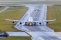 Aircraft taxiing on taxiway Royalty Free Stock Photo