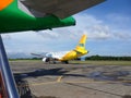 Aircraft on the taxiway in Puerto Princessa on the Philippines 21.12.2012 Royalty Free Stock Photo