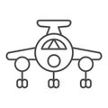 Aircraft thin line icon. Plain vector illustration isolated on white. Airplane outline style design, designed for web