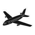 Aircraft for transportation of a large number of people. The safest air transport.Transport single icon in black style Royalty Free Stock Photo