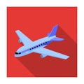 Aircraft for transportation of a large number of people. The safest air transport.Transport single icon in flat style Royalty Free Stock Photo