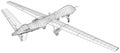 Aircraft unmanned military drone. Technical illustration wire-frame. Vector rendering of 3d